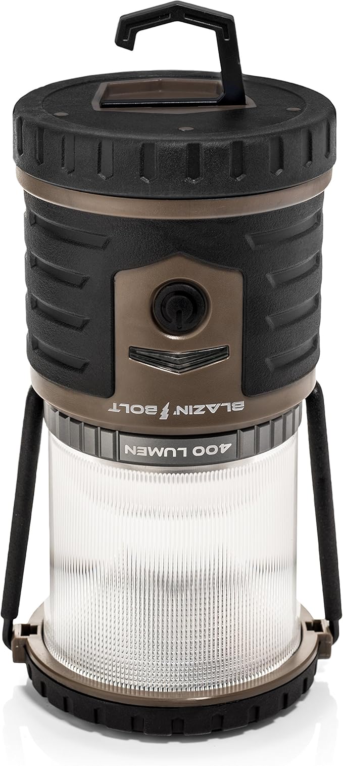 Blazin Bolt Rugged USB Rechargeable Lantern | 6000mAh Power Bank | 400 Lumen | 400 Hours of Light | 6 Modes | Camping, Emergency, Power Outage, Storm, Blizzard, Hurricane Survival