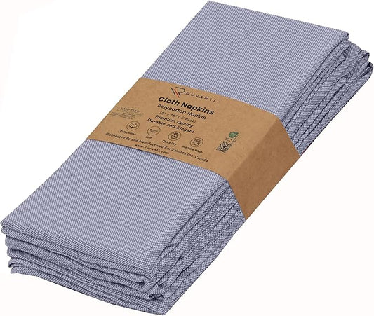 Ruvanti Cloth Napkins Set of 6, 18x18 Reusable Napkins Cloth Washable, Soft & Durable Table Napkin, Poly Cotton Fabric Dinner Napkins for Parties, Christmas, Thanksgiving, Weddings - Steel
