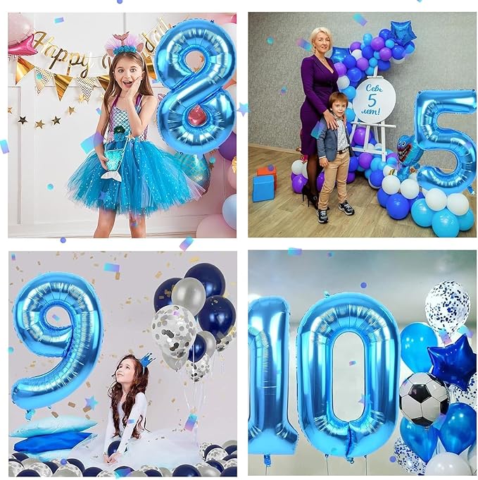 40 inch Blue Number Balloon Giant Foil Helium Balloons Blue Number 1 Balloon for 1st Birthday Party Decorations