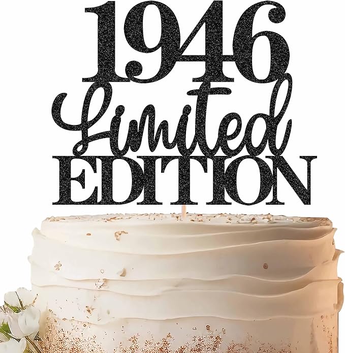 Limited EDITION 1946 Cake Topper - Black Glitter Happy 79th Birthday Party Cake Decoration Supplies, Cheer to 79 Years Cake Bunting Decor for 79th Birthday Party Photo Booth Props