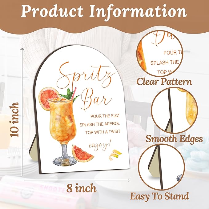 Aperol Spritz Bar Sign, Cocktail Bar Recipe Sign for Wedding, Bride Party Cocktail Ingredients Table Signs, Homemade Cocktails Station Board, DIY Cocktails Drink Recipe for Bridal Shower Decorations