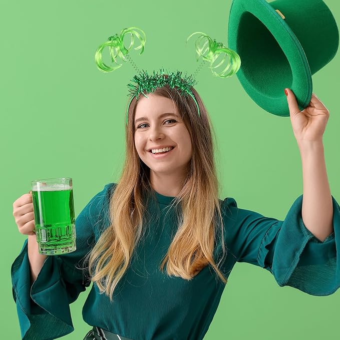 Censen 24 Pcs Pom Pom Headband Tinsel Wrapped Ponytail Head Bopper Costume Headwear Halloween Party Accessory