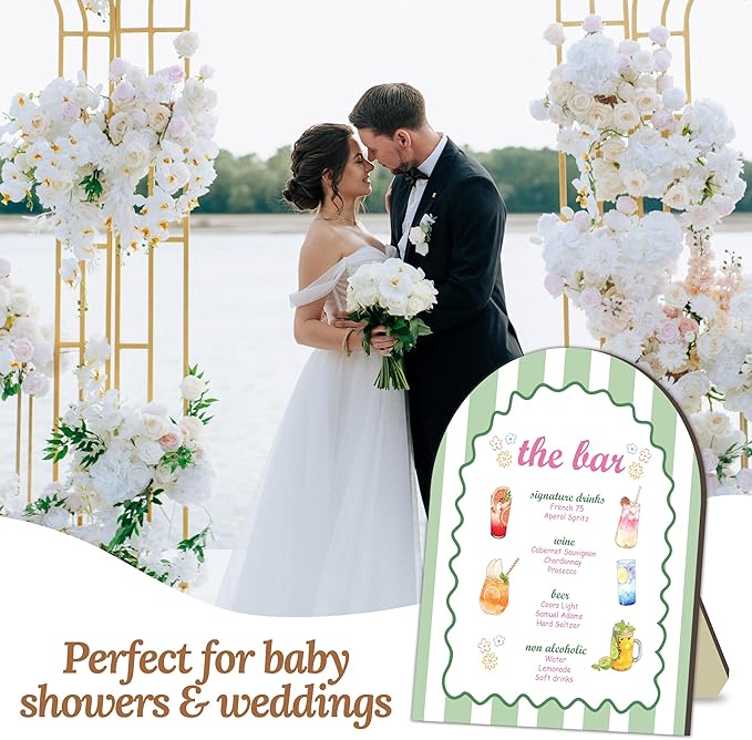 Spritz Bar Sign Sign, Wavy Green Stripes Spritz Bar Sign for Wedding Party, Wavy Green Stripes Cocktail Signs for Wedding, Cocktail Recipe Card Signs, Cocktails Drink for Baby Shower Bride Parties