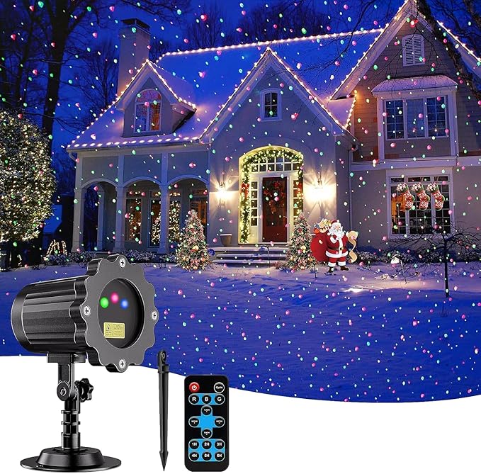 Laser Christmas Projector Lights Outdoor, Waterproof Christmas Decorations Moving Stars Light Show, Remote Control Timer, Holiday Projector Decorations for House, Yard & Garden