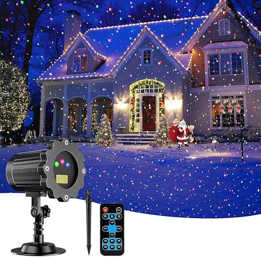 Laser Christmas Projector Lights Outdoor, Waterproof Christmas Decorations Moving Stars Light Show, Remote Control Timer, Holiday Projector Decorations for House, Yard & Garden