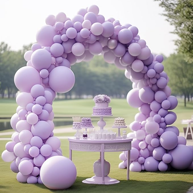130PCS PastelPurple Balloons, Latex Balloons Different Sizes 18/12/10/5 In, Helium Balloon with Ribbon, Party Balloon Set for Birthday Wedding Graduation Anniversary Baby Shower Decoration