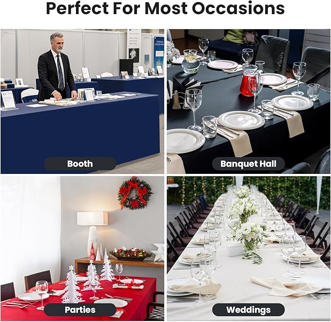 Ascoza 2 Pack Fitted Tablecloth for 6 Foot Rectangle 72 x 30 Inch Yellow Table Covers Water Resistant Polyester Cloth for Folding, Parties,Display, Trade Show (Yellow)