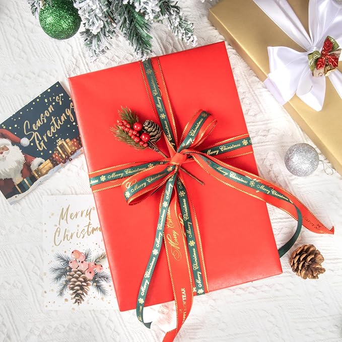 NESCCI Red Matte Wrapping Paper,Solid Color Pearly-Lustre Paper,Gift Wrapping Paper,Perfect for Wedding,Valentine's Day,Birthday, Christmas,Baby Shower,DIY Bouquet (17 Inches X 32.8 Feet)