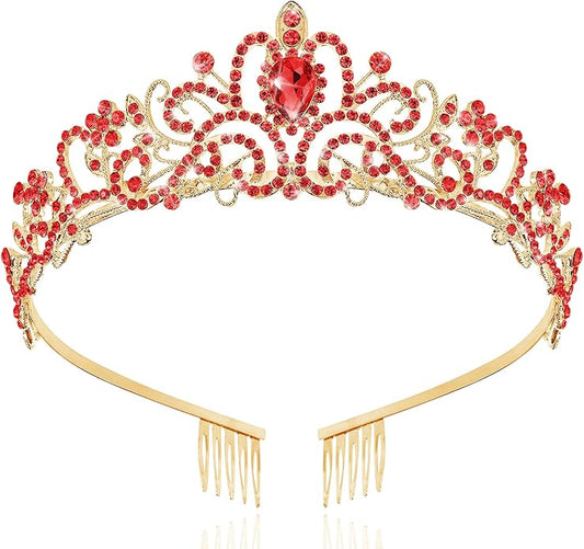TAROSE Crowns for Women and Girls, Queen Crystal Gold Silver Tiaras with White Rhinestone and Combs, Goddess Crown for Wedding Bride Birthday Princess Bridal Shower Hair Accessories for Women