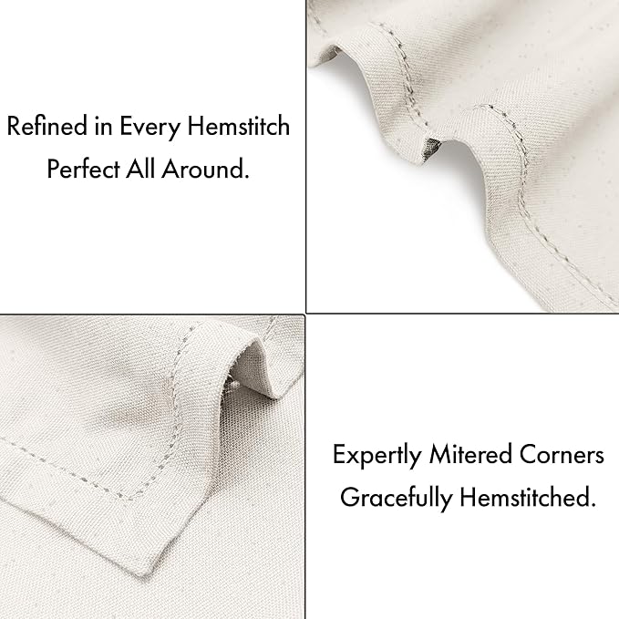 Ruvanti Cloth Napkins - 100% Cotton Dinner Napkins, Hem Stitched Corners, 18x18 Inch, 12 Pack - Soft, Absorbent, Durable, Reusable, Wrinkle Resistant for Formal Dining & Everyday Use - Natural Color