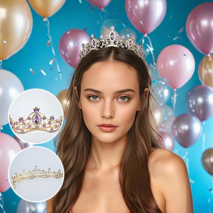Crystal Crown for Women Girls Elegant Gold Princess Headband Sparkling Rhinestones Queen Tiara for Weddings Birthday Parties Proms Pageant Cosplay