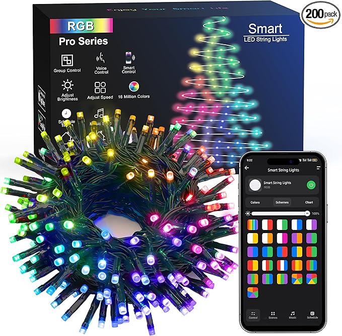 Brizled Pro Smart Christmas Lights, 66ft 200 LED WiFi Christmas Tree Lights, App Controlled RGB Color Changing Xmas Lights String Works with Alexa & Google Home for Holiday Xmas Party Indoor Outdoor