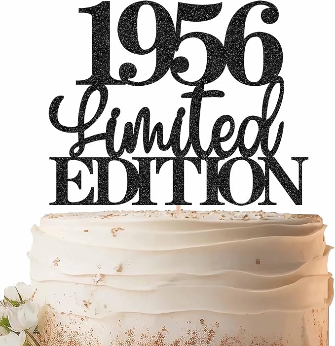 Limited EDITION 1956 Cake Topper - Black Glitter Happy 69th Birthday Party Cake Decoration Supplies, Cheer to 69 Years Cake Bunting Decor for 69th Birthday Party Photo Booth Props