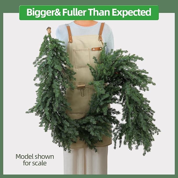 2PCS Artificial Norfolk Pine Garland 6FT Each – Real Touch Green Christmas Garland for Winter Holiday Decor, Indoor Outdoor Use on Mantel, Table, Wall, or Front Door(2, 6FT)