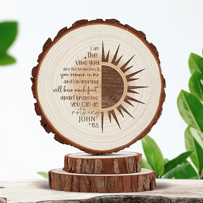 Rustic Wedding Cake Topper with Bible Verse Religious Country Rustic Happy Birthday Cake Topper Christian Gifts for Men Women Faith Engraved Cake Toppers Mr Mrs Party Cake Supplies