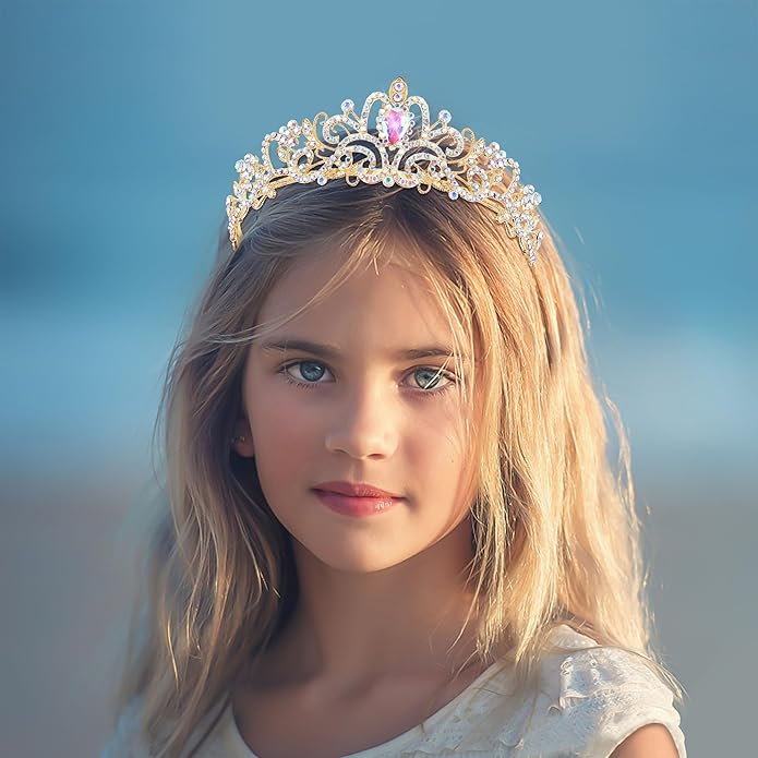 TAROSE Crowns for Women and Girls, Queen Crystal Gold Silver Tiaras with White Rhinestone and Combs, Goddess Crown for Wedding Bride Birthday Princess Bridal Shower Hair Accessories for Women