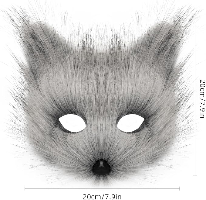 Animal Fox Wolf Mask Halloween Party Cosplay Costumes Props Plush Cat Half Face Masks Carnival Christmas Masquerade