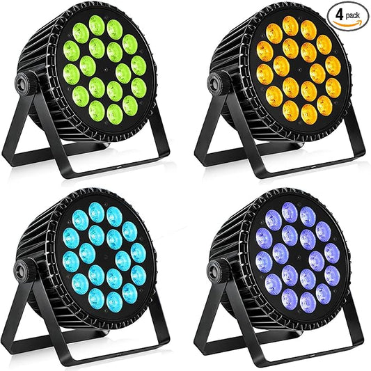 Big Dipper LED Stage Lights Par Lights 18×18W RGB+Amber+Lime+UV 6in1 Bright Lighting with Strobe/Wash Effect DMX512 Sound-Activated for Event Concert Club Church 4 Pack