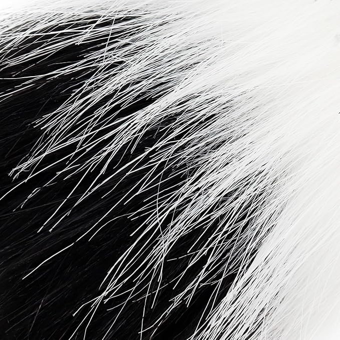 Animal Cat Wolf Fox Dog Faux Fur Tail for Halloween Party Cosplay Costume Accessories Whiteblack
