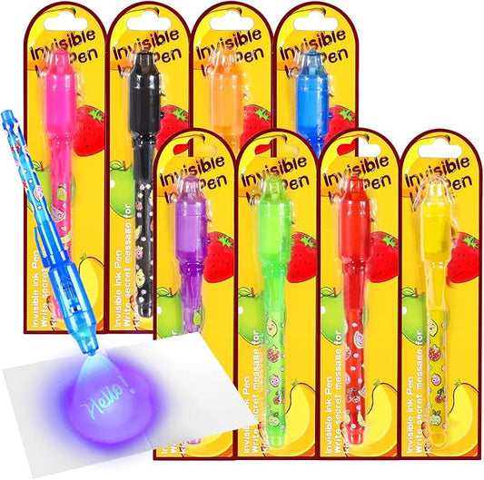 TAFULOR Invisible Ink Pen for Kids, Birthday Party Favors for Girls Boys, Spy Pens with UV Light Secret Message Magic Markers, Goody Bag Stuffers Toys for 4-12 Year Old Girls Boys Gift (8PCS)