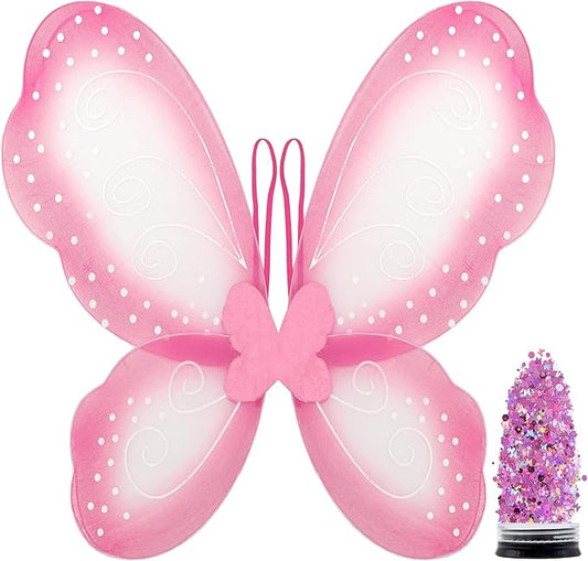 Funcredible Butterfly Wings with Chunky Glitter - Butterfly Costume - Fairy Wings Costume Set - Fairy Costume for Woman