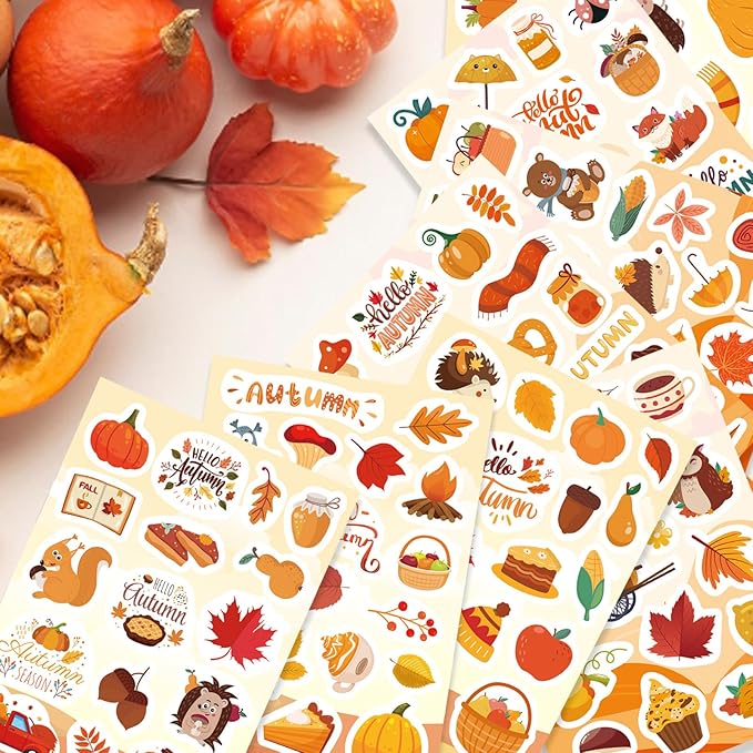 Autumn Sticker Set: 32 Sheets for School, Parties & Scrapbooking