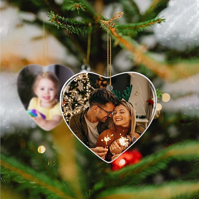Custom Ceramic Christmas Ornaments with Photo Text - Personalized New Home Christmas Hanging Decorations Decorations