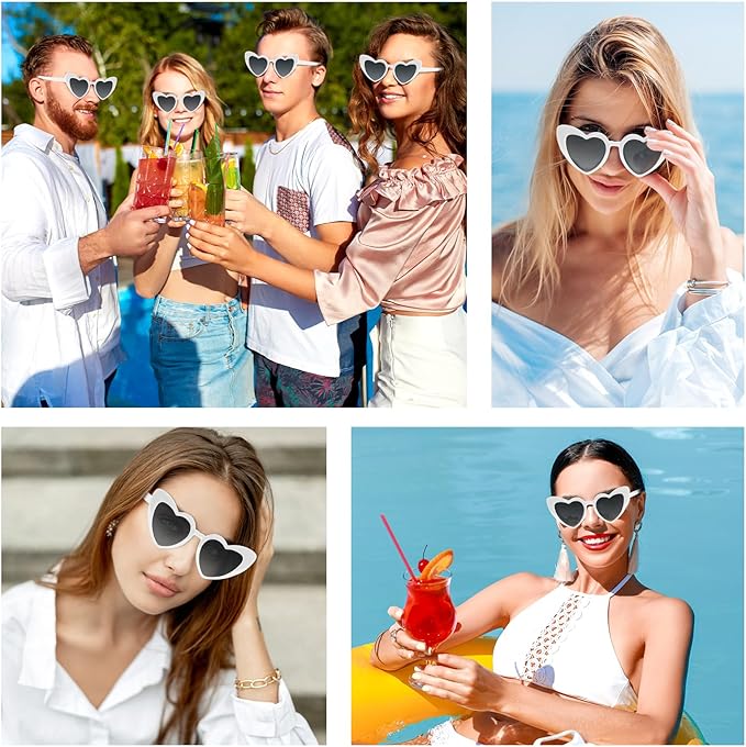 5/10/20 Pack Heart Sunglasses Bachelorette Vintage Heart Shaped Glasses for Wedding Bridesmaid Party Favor
