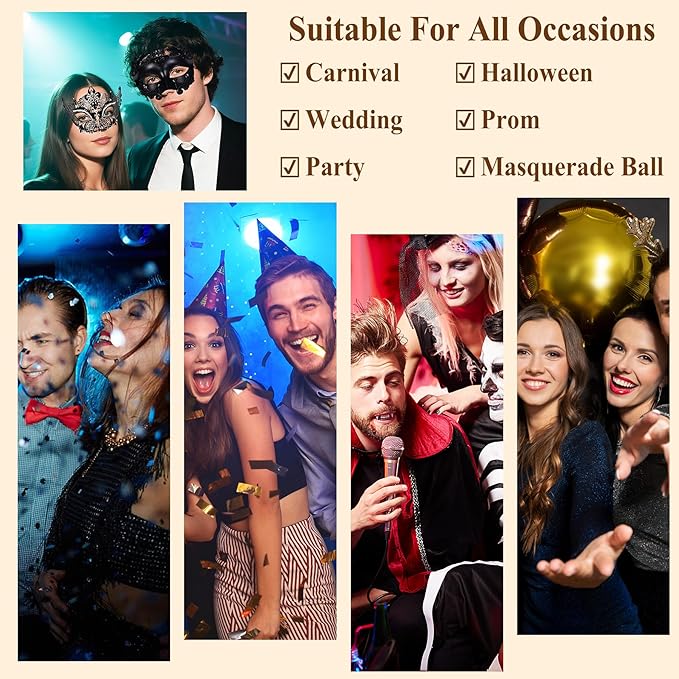 OIDEA Masquerade Mask for Couple - Roman Greek Venetian Mask Halloween Prom Party Costume Ball Mardi Gras Mask for Women Men
