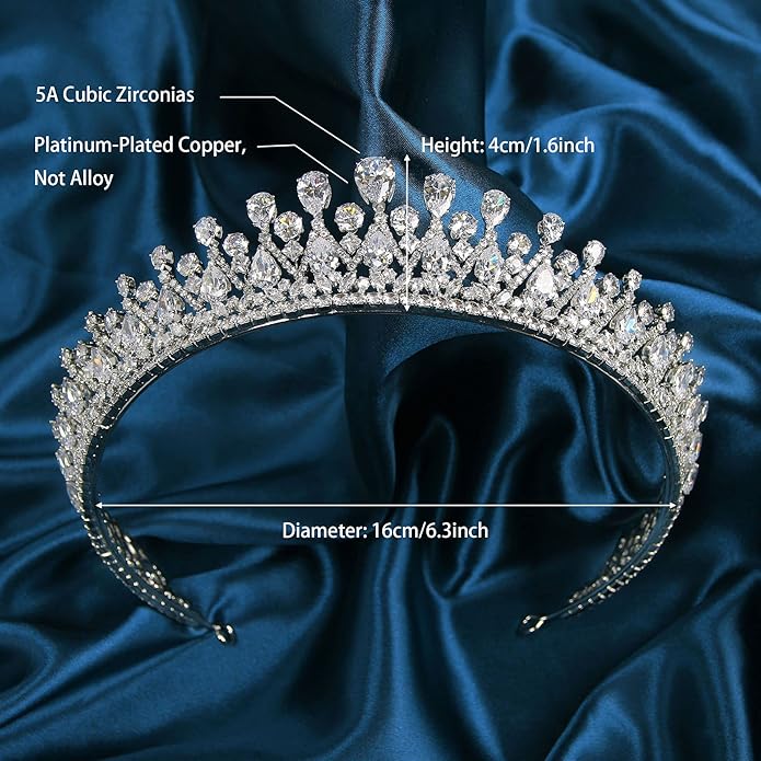 QXMYOO Vintage Women Wedding Tiaras Silver Cubic Zirconia Pageant Crowns Sweet 16 Birthday Prom Party Quinceanera Crowns Bridal Hair Accessories