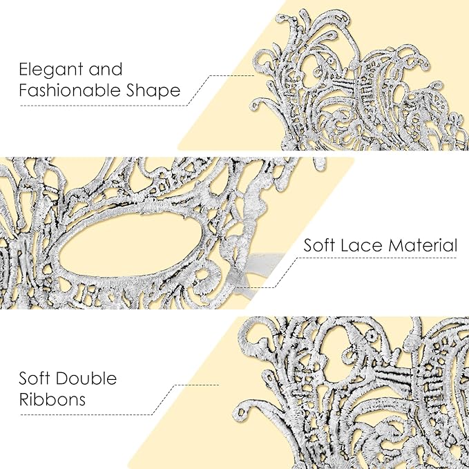 Exlinonline Lace Masquerade Mask Elastic,Fit for Adult,Soft Gentle Material,Specially For Costume,Thememed Party