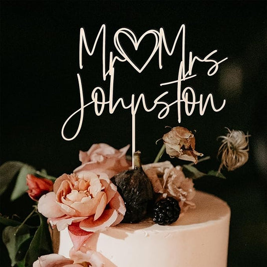Wedding Cake Toppers, Wedding Cake Toppers Bride and Groom, Custom Cake Topper, Customize Your Own Anniversary Mr and Mrs Cake Topper (Design 4)