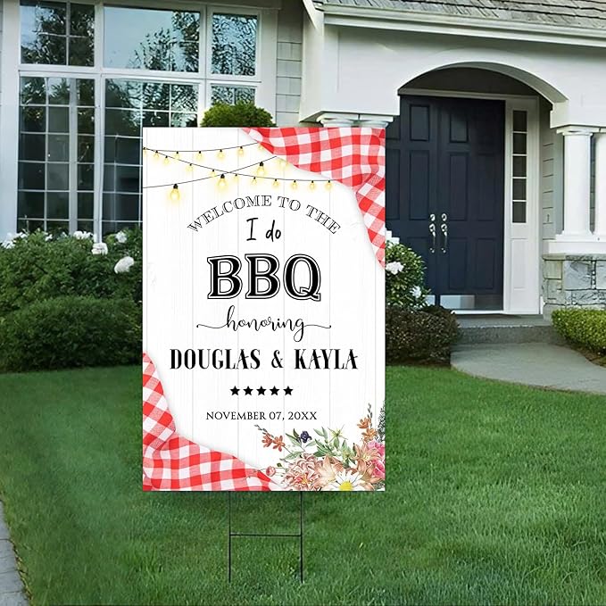 Personalized I Do BBQ Welcome Sign, I Do BBQ Sign, Welcome Sign For BBQ Rehearsal Dinner, BBQ Engagement Party Sign, Couples Shower BBQ Sign, BBQ Yard Sign, I Do BBQ Decorations