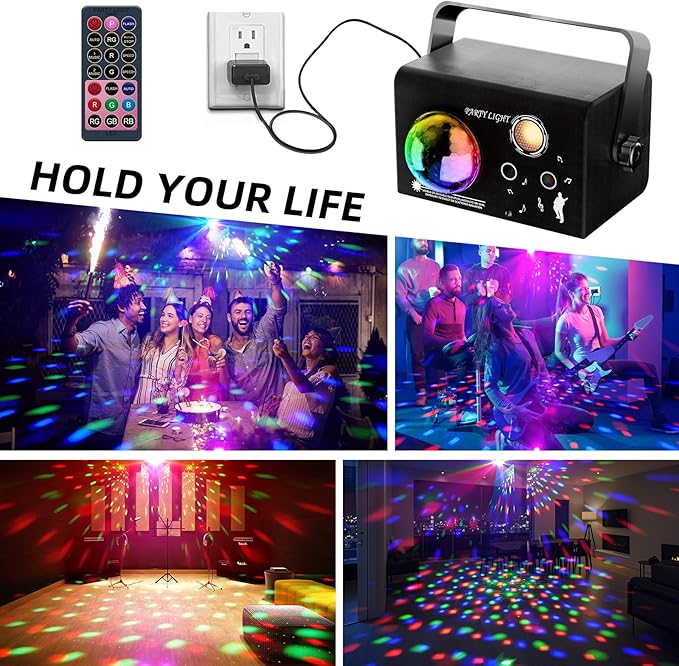 Disco Ball Light Laser Party Lights, Sound Activated Strobe & Dj Lighting with Remote, Stage Lights for Parties, Birthday, Wedding, Dance, Karaoke,KTV, Halloween & Christmas Decorations Gift