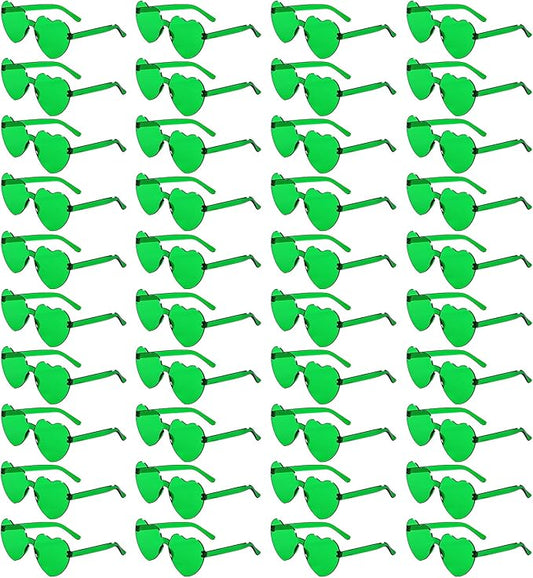 40 Pairs Heart Shaped Sunglasses Bulk, Colorful Rimless Fun Heart Sunglasses for Women Party Favors