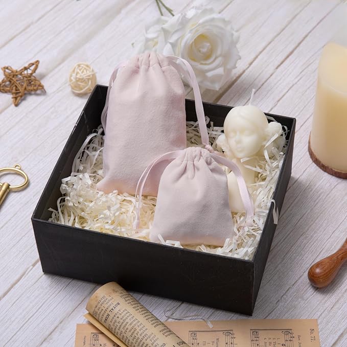 12pcs Light Pink Velvet Drawstring Bags 4x6 inches Small Velvet Cloth Gift Bags Jewelry Pouches for Storage Wedding Party Favor Christmas