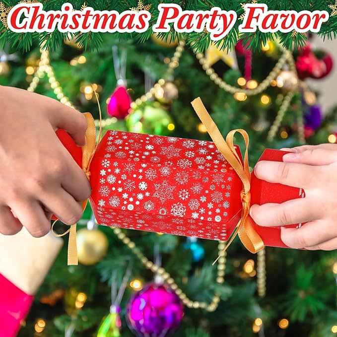 Xinnun 50 Packs Christmas Cracker Kit No Snap Xmas Party Table Favors Snowflake Reindeer DIY Christmas Party Cracker Candy Boxes for Holiday Dinner Decoration Gift (Warm Style)