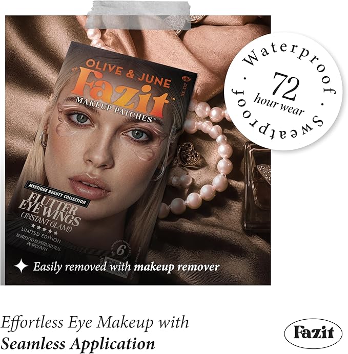 Fazit Makeup Patches - Halloween Flutter Eye Wings - Glow Up Make-Up Patches - Cute Glitter Makeup Accessories for Women - Cosmetic Glitter for Face