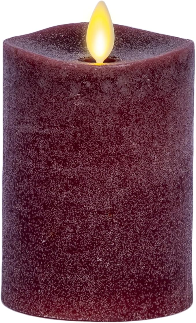 Luminara - Flameless LED Battery Operated Flickering Pillar Candles - Raisin- Pack of 1-3x4.5 - Realistic Moving Flame Real Wax Indoor/Outdoor Decor