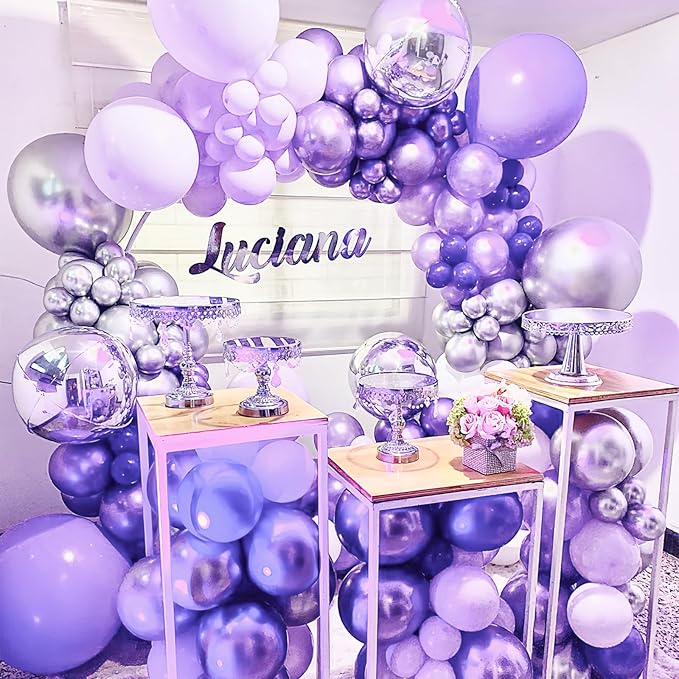 PartyWoo Metallic Purple Balloons 50pcs 12 Inch Chrome purple Balloons for Graduation Baby Shower Bridal Shower Wedding Bachelorette Engagement Girl Butterfly Birthday Party Decorations Purple-G130