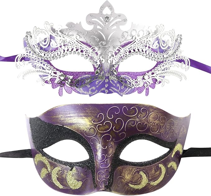 Coddsmz Couple Masquerade Mask Set - Venetian & Mardi Gras Mask for Women & Men