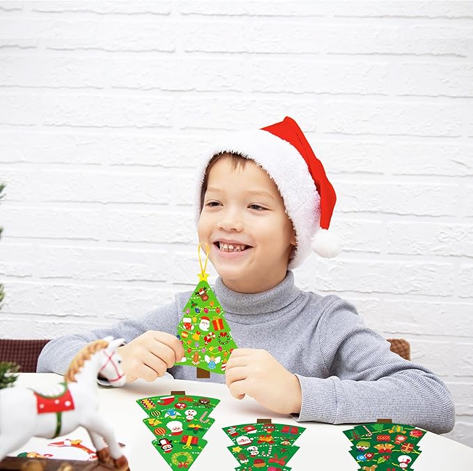 BCCSNNM 48 Pcs Christmas Tree Stickers Kit for Christmas DIY Hanging Art Ornaments Making Your Own Xmas Craft for Winter Holiday Party Classroom Activities Party Favors Decoration