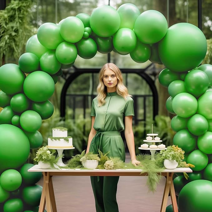 130PCS Green Balloons, Latex Balloons Different Sizes 18/12/10/5 Inch, Helium Balloons with Ribbon, Party Balloon Set for Birthday Wedding Graduation Anniversary Baby Shower Decorations.