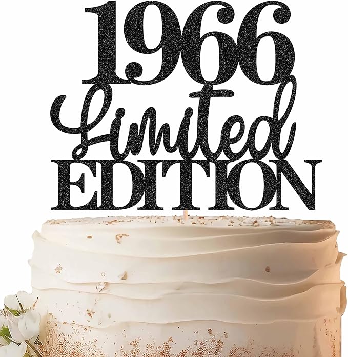 Limited EDITION 1966 Cake Topper - Black Glitter Happy 59th Birthday Party Cake Decoration Supplies, Cheer to 59 Years Cake Bunting Decor for 59th Birthday Party Photo Booth Props