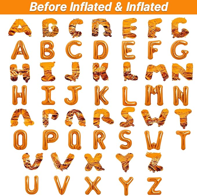 LIOZEOKUN Letter Balloons 16 Inch Alphabet A-Z Mylar Foil Balloons 2 Set for Wedding Birthday Party Decoration Banner Custom Phrase 52 Pcs