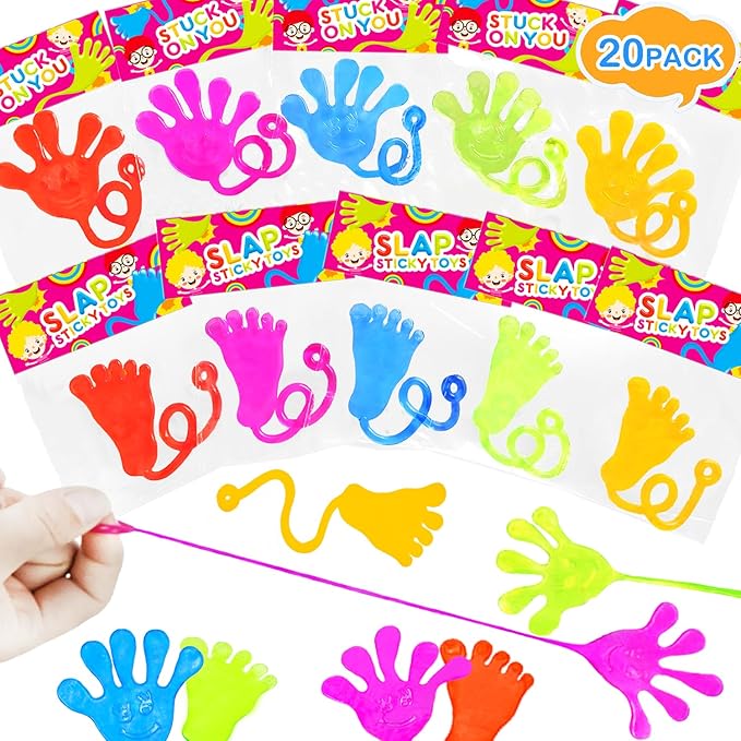 Large Sticky Hands & Feet Party Favors Supplies for Toddlers (20 PCS), Christmas Pinata Goodie Bag Stocking Stuffers Fillers for Kids,School Student Treats Treasure Box Prizes Toy Gifts for Boys Girls