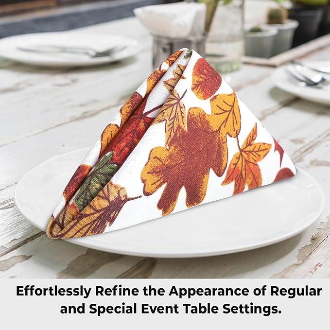 Urban Villa Cloth Napkins Leaves Print Dinner Napkins Set of 12 20X20 100% Cotton Absorbent Washable Durable Reusable Cloth Napkins Ideal for Farmhouse Party Thanksgiving Harvest Fall Dinner Napkins