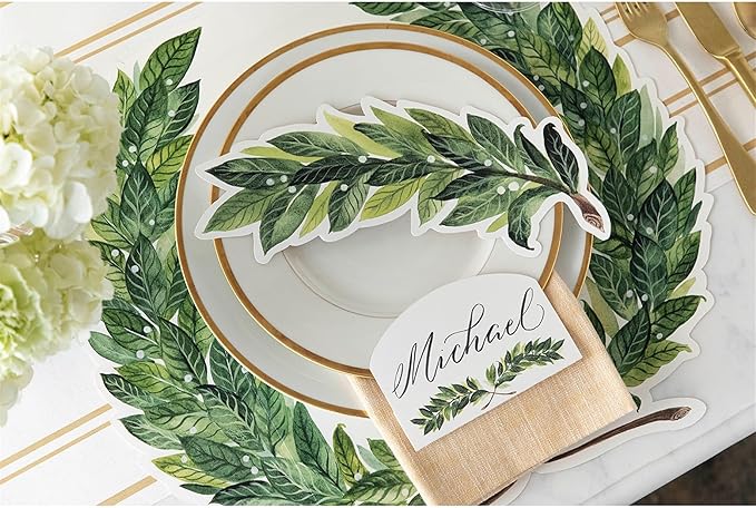 Hester & Cook Table Accent Place Cards - Dinner Name Cards for Table Setting Set of 12 - Made in USA (Laurel)