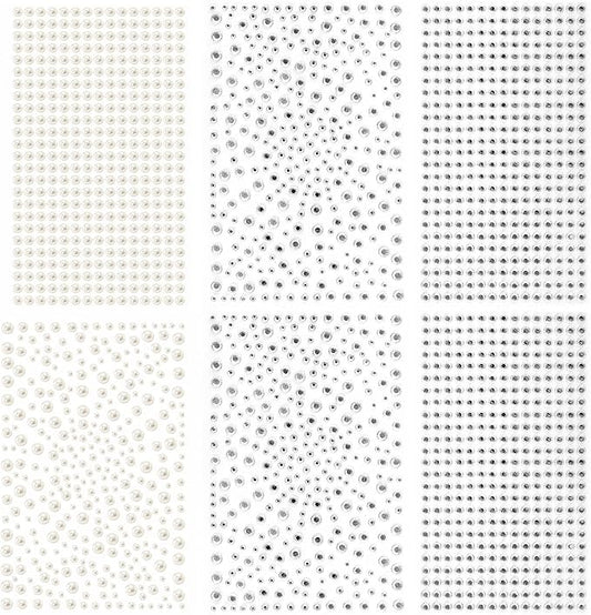 2100 Clear Rhinestone Stickers Self Adhesive Rhinestone and Pearl,Shiny Diamond Sticker for face, Beauty, Makeup, Nail Art, Mobile Phone, Wedding Hair Decoration, DIY Crafts