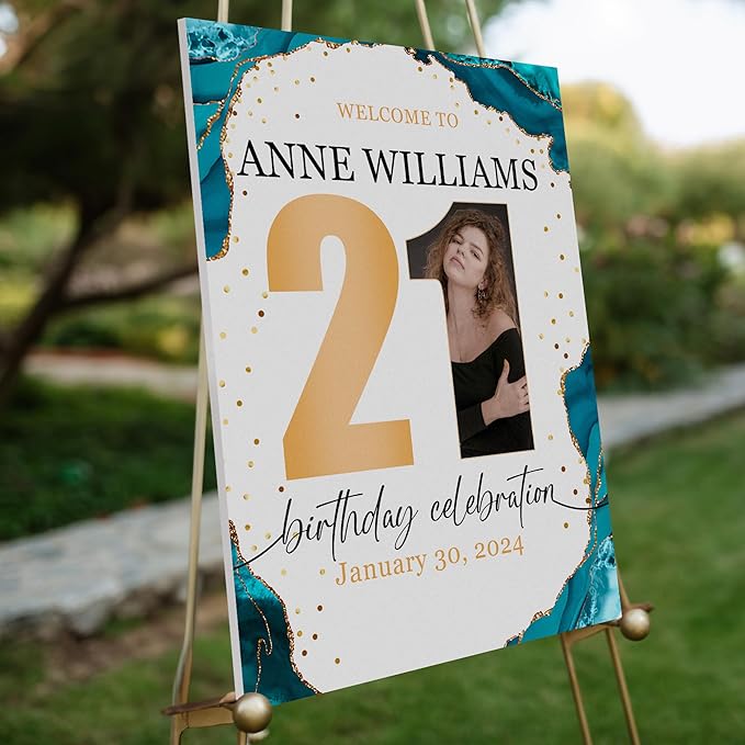 18"x24" Custom Welcome Sign for Party, Personalized Welcome Sign for Birthday Party, Custom Sign in Acrylic, Foam Board, or Coroplast Welcome Signs B (Design B)
